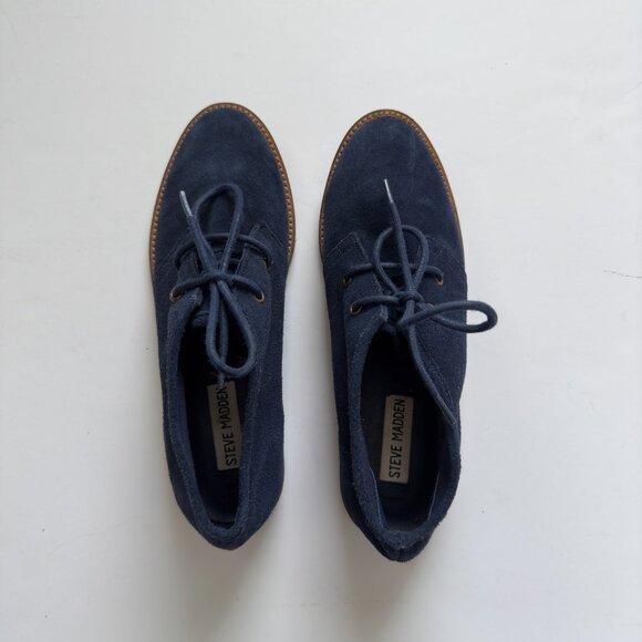 Steve Madden Droid Navy Blue Lace-Up Booties - Picture 2 of 10